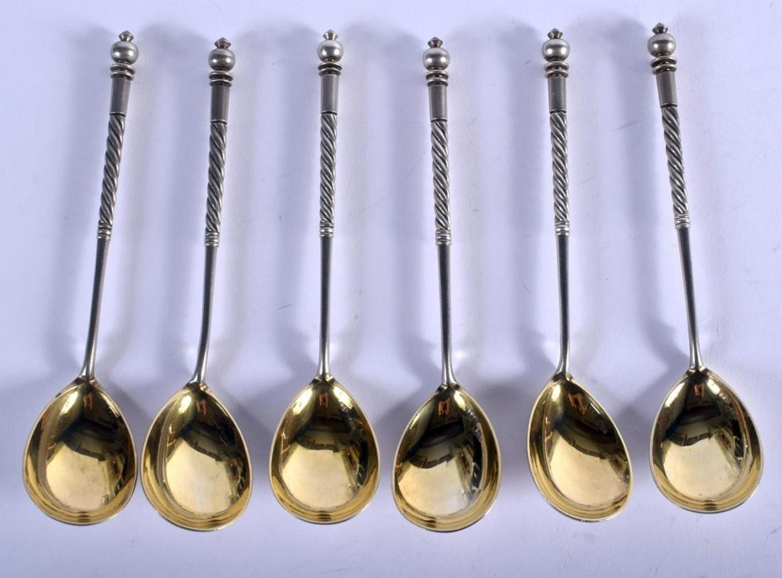 SIX ANTIQUE RUSSIAN SILVER SPOONS. 182 grams. 14 cm (1 of 3)
