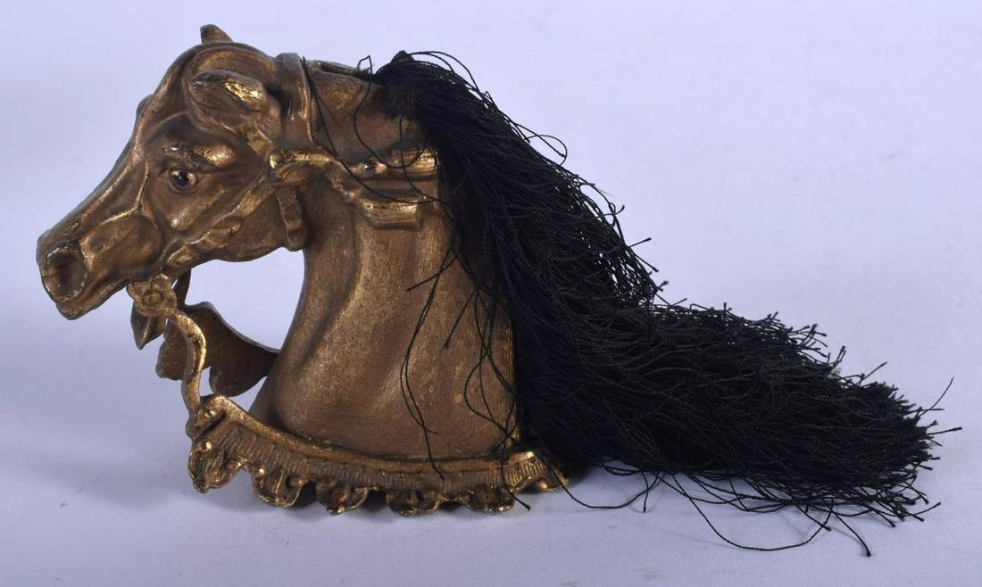 A 19TH CENTURY CONTINENTAL BRONZE HORSE HEAD SWORD (1 of 3)