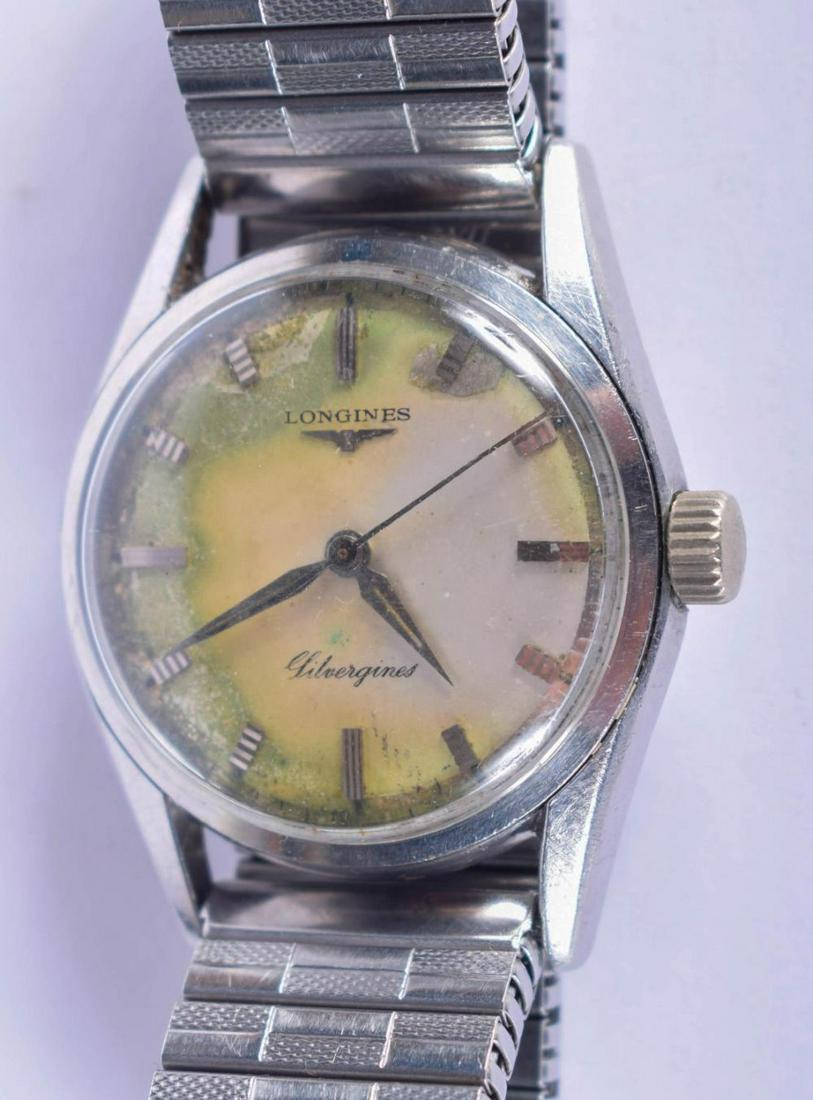 A VINTAGE LONGINES SILVER PLATED WRISTWATCH. 3 cm: A VINTAGE LONGINES SILVER PLATED WRISTWATCH. 3 cm diameter.