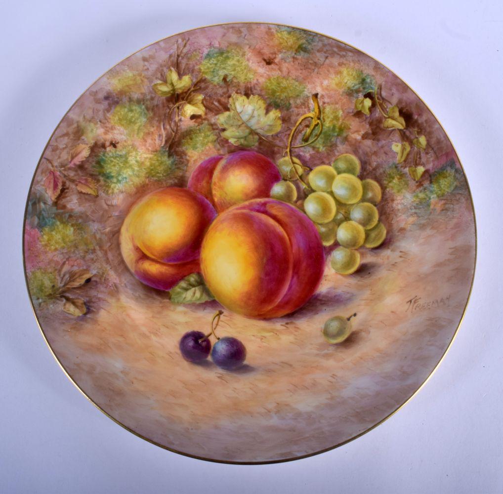 Royal Worcester plate painted with peaches and grapes (1 of 2)