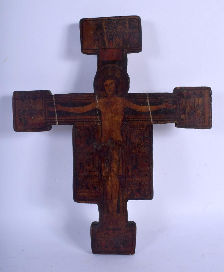 A VINTAGE RUSSIAN LACQUERED WOOD ICON. 30 cm x 22 cm. (1 of 2)