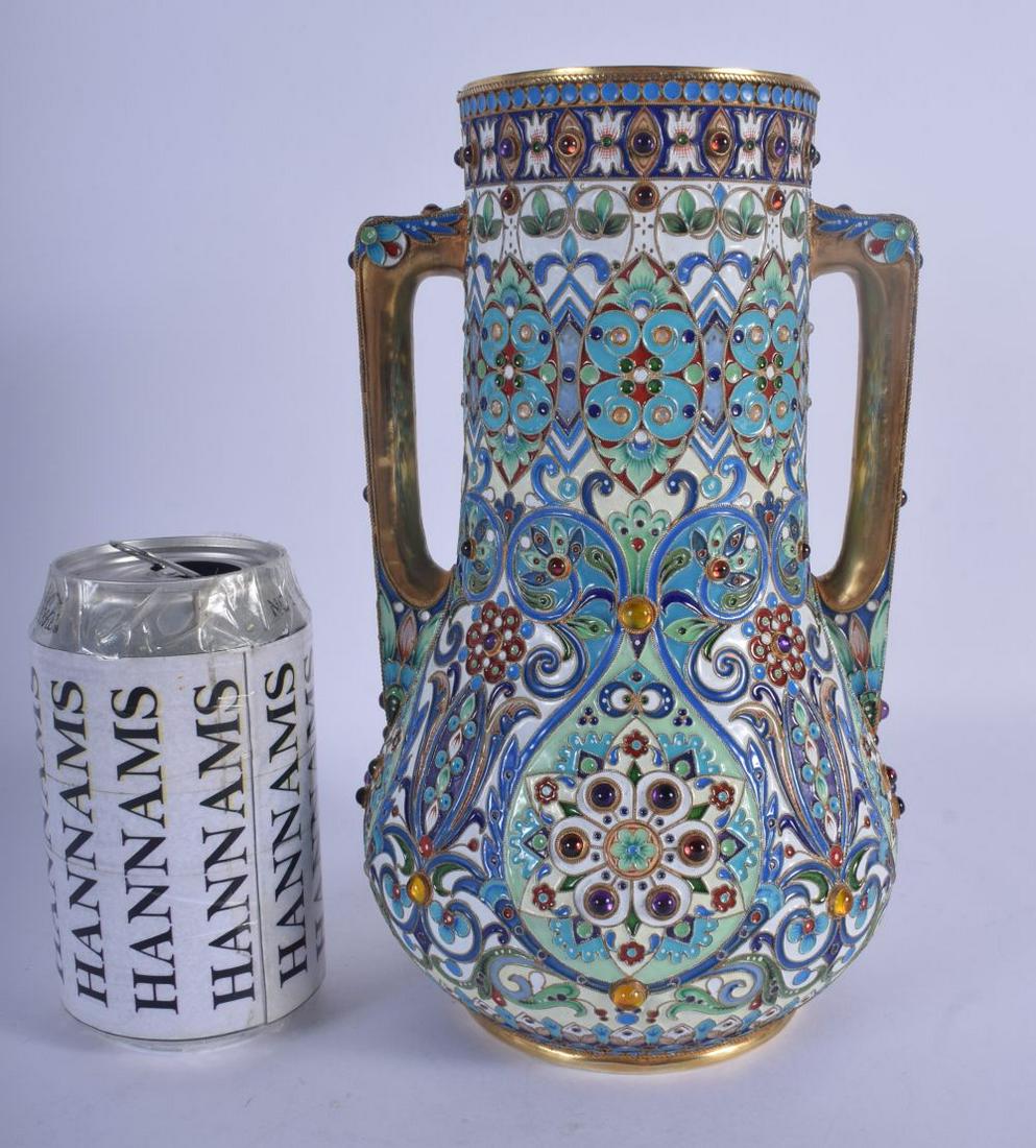 A LARGE TWIN HANDLED CONTINENTAL SILVER AND ENAMEL (1 of 4)