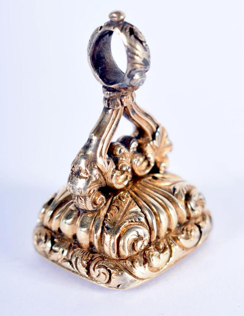 AN ANTIQUE YELLOW METAL AMETHYST SEAL FOB. 3.5 cm x 2.5 (1 of 3)