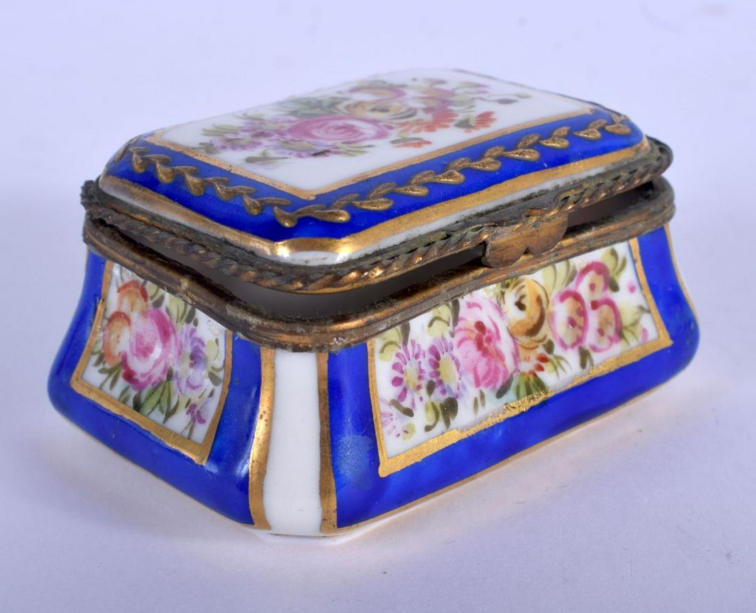 AN ANTIQUE CONTINENTAL PORCELAIN BOX painted with (1 of 5)
