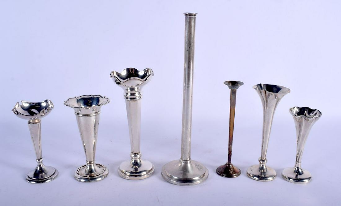 ASSORTED SILVER VASES London 1902 etc. 600 grams (1 of 8)