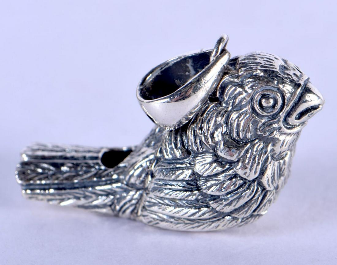 A SILVER BIRD PENDANT WHISTLE. 11 grams. 3 cm x 2.5 cm. (1 of 3)