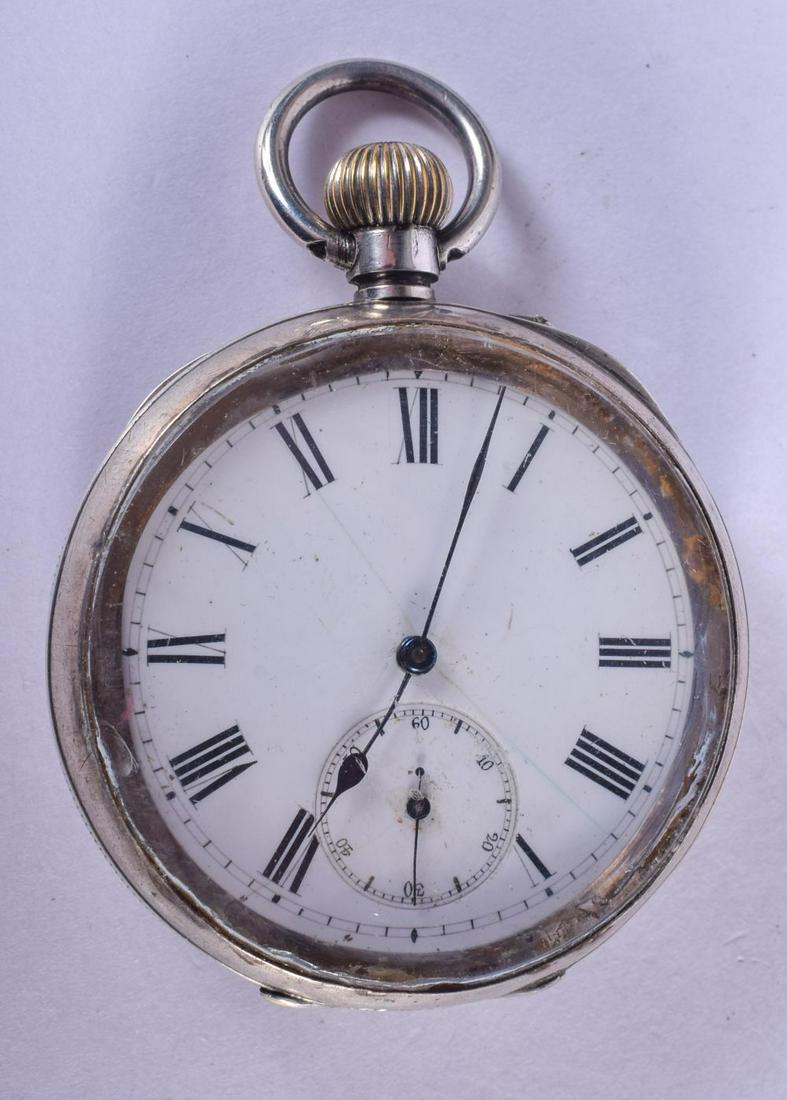 AN ANTIQUE SILVER POCKET WATCH. 115 grams overall. 6.5 (1 of 3)