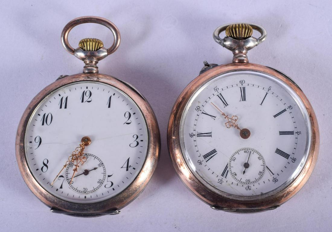 TWO SILVER POCKET WATCHES. 164 grams. 7 cm wide. (2) (1 of 3)