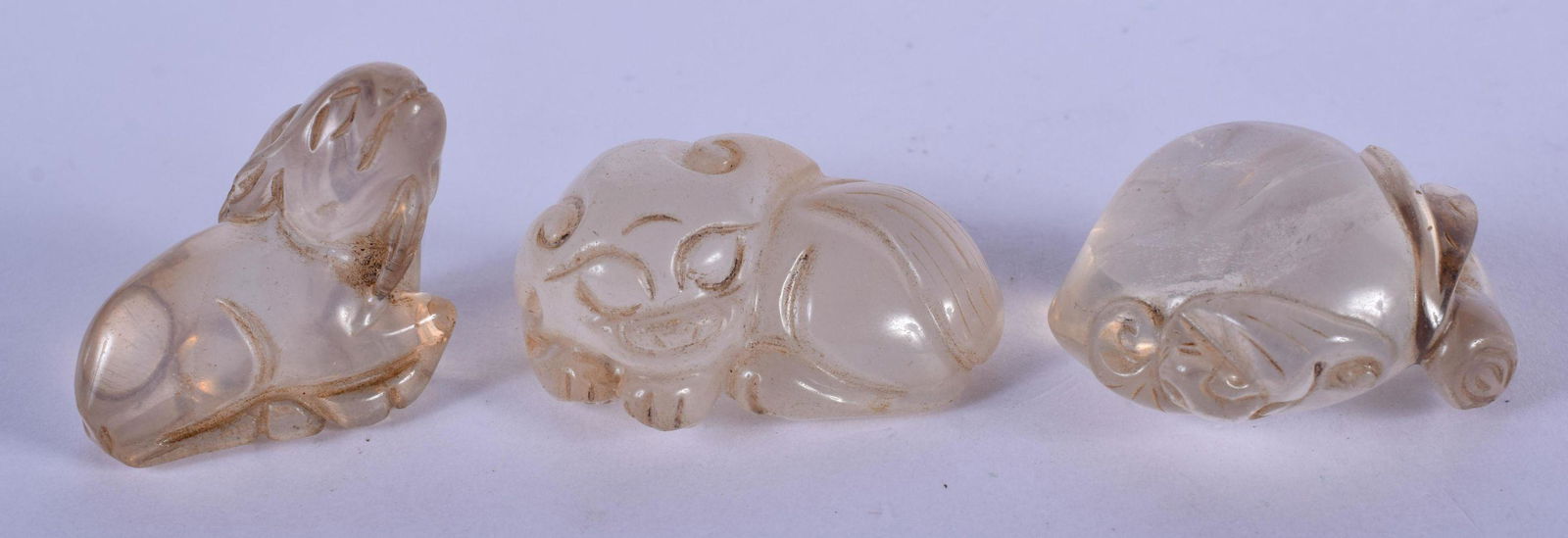 THREE CHINESE ROCK CRYSTAL FIGURES 20th Century. (1 of 3)