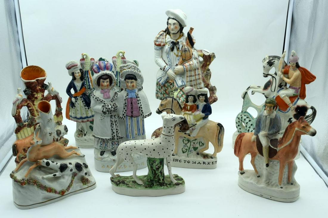 A collection of Staffordshire flatback figures 39cm (1 of 11)