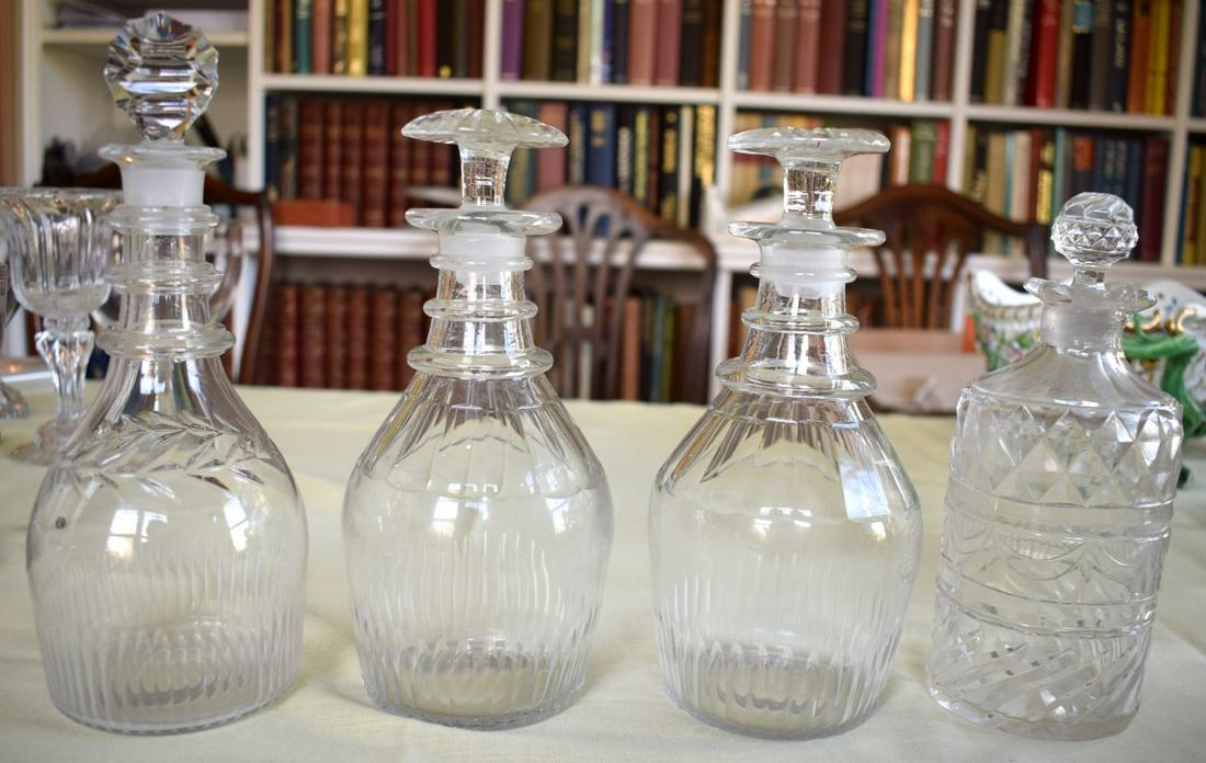 A PAIR OF ANTIQUE CUT GLASS DECANTERS AND STOPPERS (1 of 6)