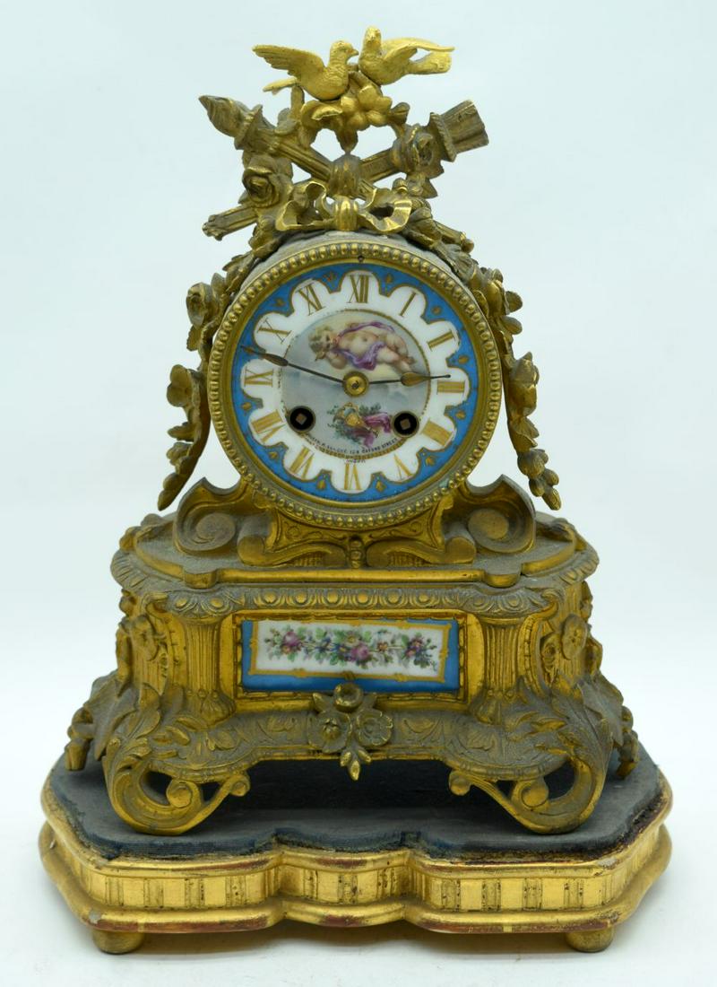 A MID 19TH CENTURY FRENCH SEVRES PORCELAIN INSET BRONZE (1 of 4)