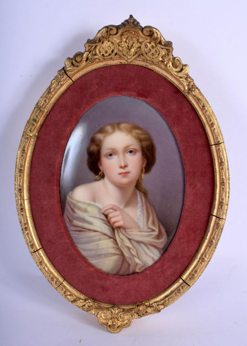 A 19TH CENTURY KPM BERLIN PORCELAIN PLAQUE OF A FEMALE (1 of 4)