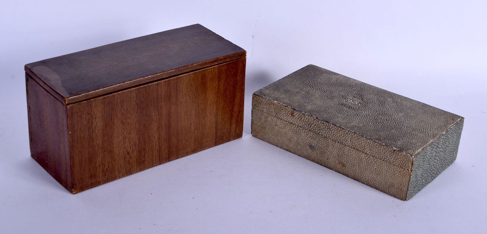 AN ART DECO SHAGREEN CIGARETTE BOX together with (1 of 3)