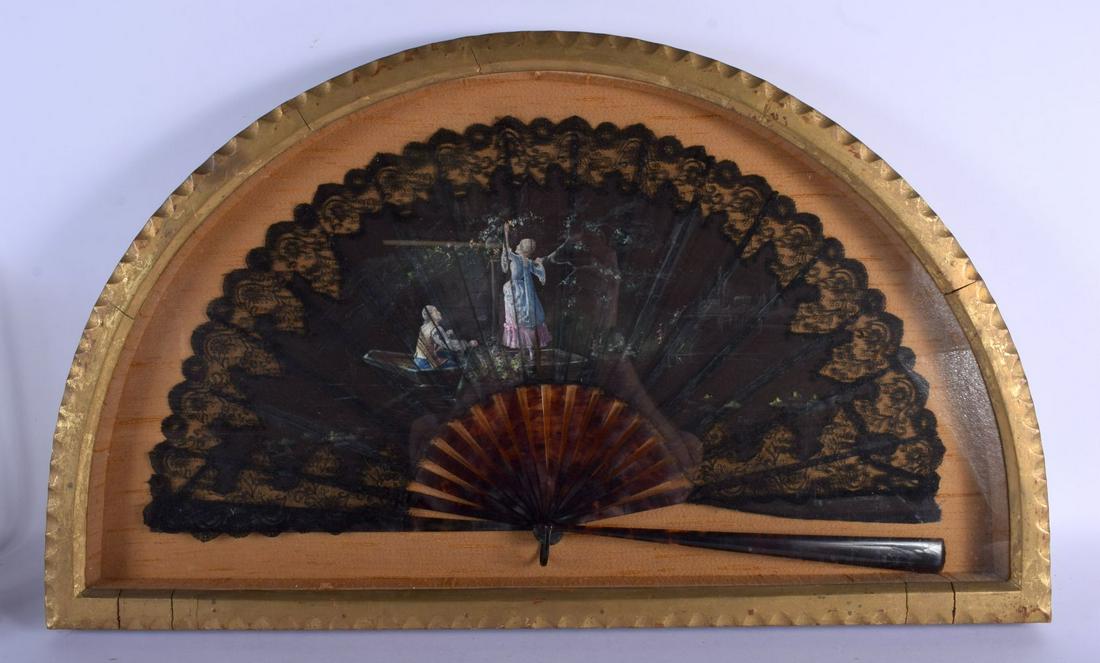 A FRAMED 19TH CENTURY FRENCH PAINTED TORTOISESHELL AND (1 of 7)