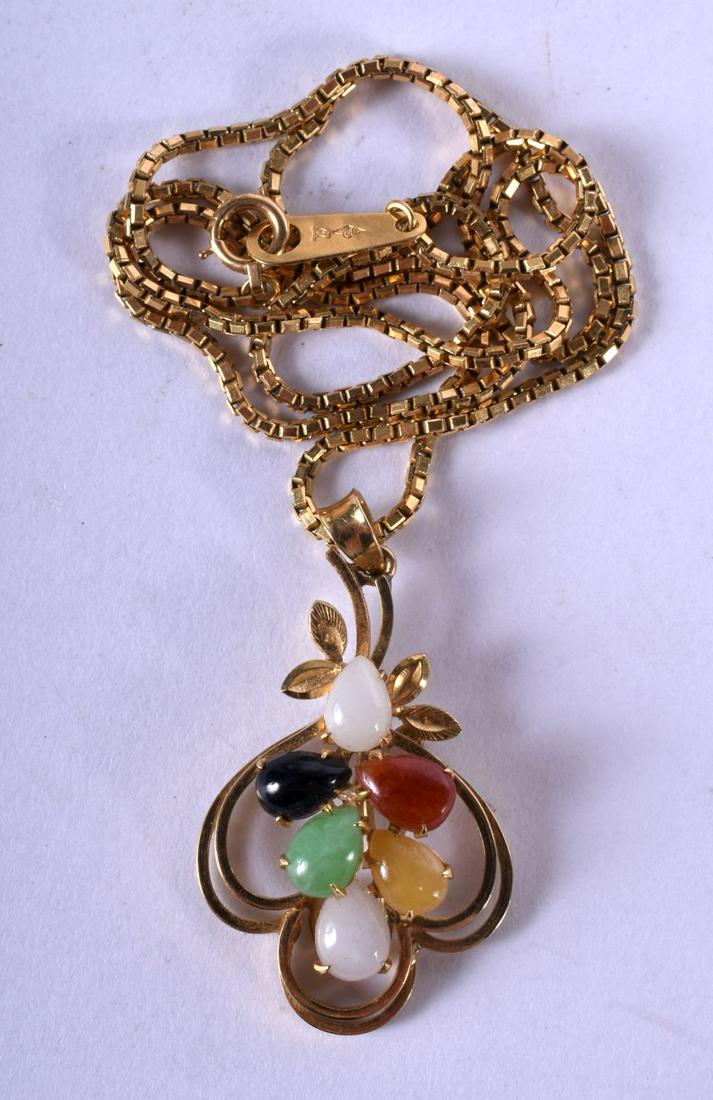 AN 18CT GOLD MIXED HARDSTONE NECKLACE. 8 grams. 42 cm (1 of 2)