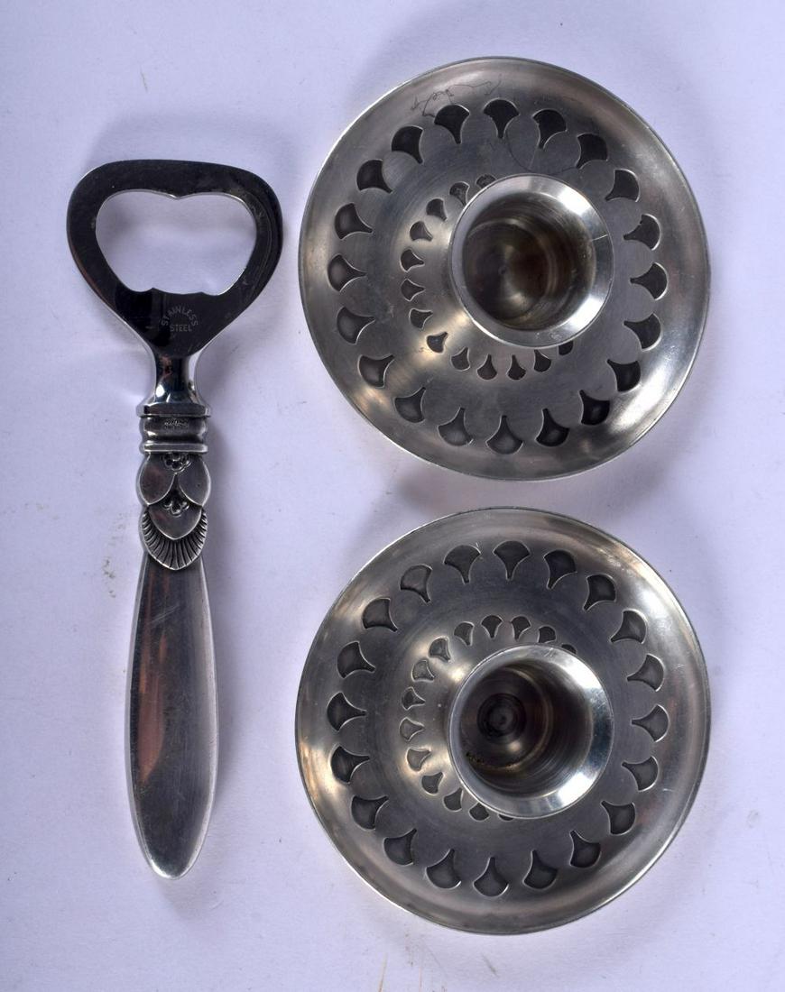 A GEORG JENSEN SILVER BOTTLE OPENER and a pair of (1 of 2)