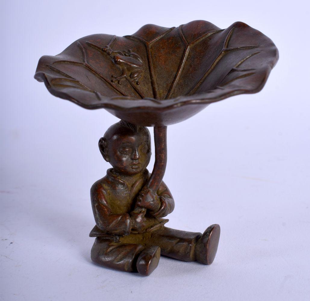 A CHINESE BRONZE LIBATION CUP 20th Century. 6 cm x 4 (1 of 4)