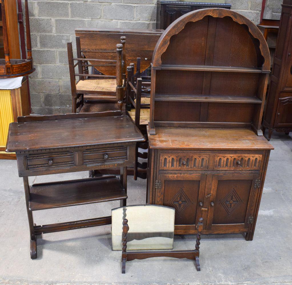 AN ERCOL CANTEEN together with a similar cupboard & a: AN ERCOL CANTEEN together with a similar cupboard & a dressing table mirror. (3)