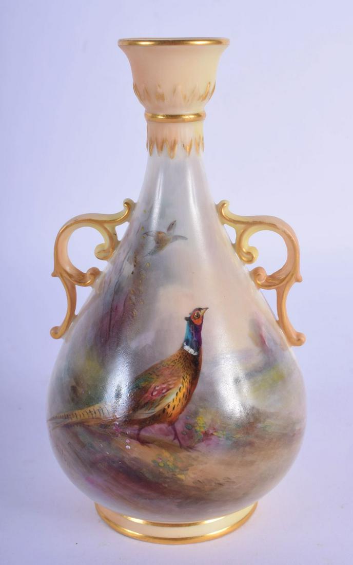 Royal Worcester two handled vase painted with two (1 of 3)