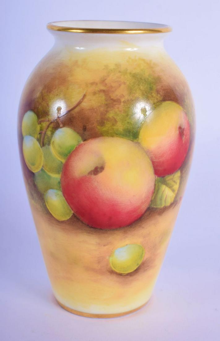 Royal Worcester vase painted with fruit by D. Bowkett, (1 of 3)