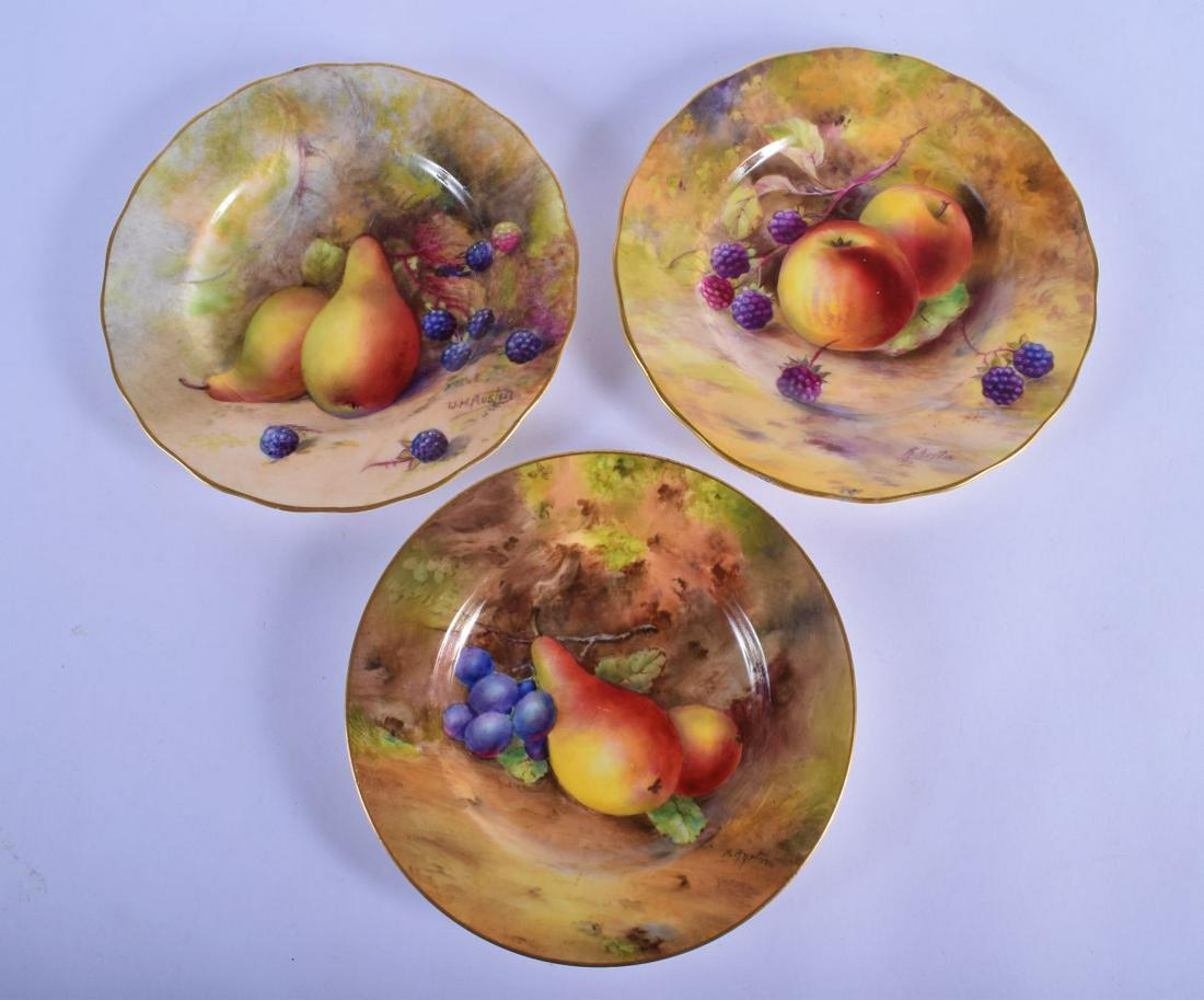 Royal Worcester plate panted with fruit by Ayrton, (1 of 2)