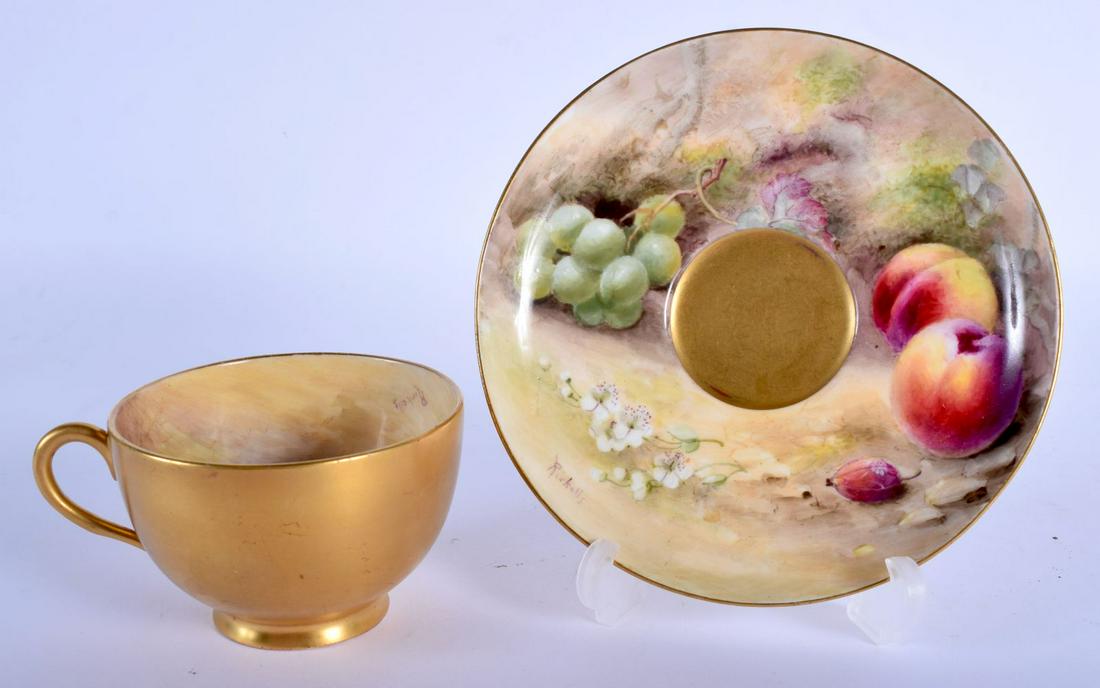 Royal Worcester cup and saucer both painted with by (1 of 3)