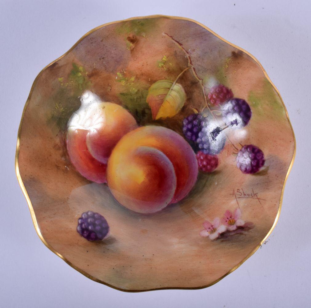 Royal Worcester lobed pedestal dish painted with fruit (1 of 4)