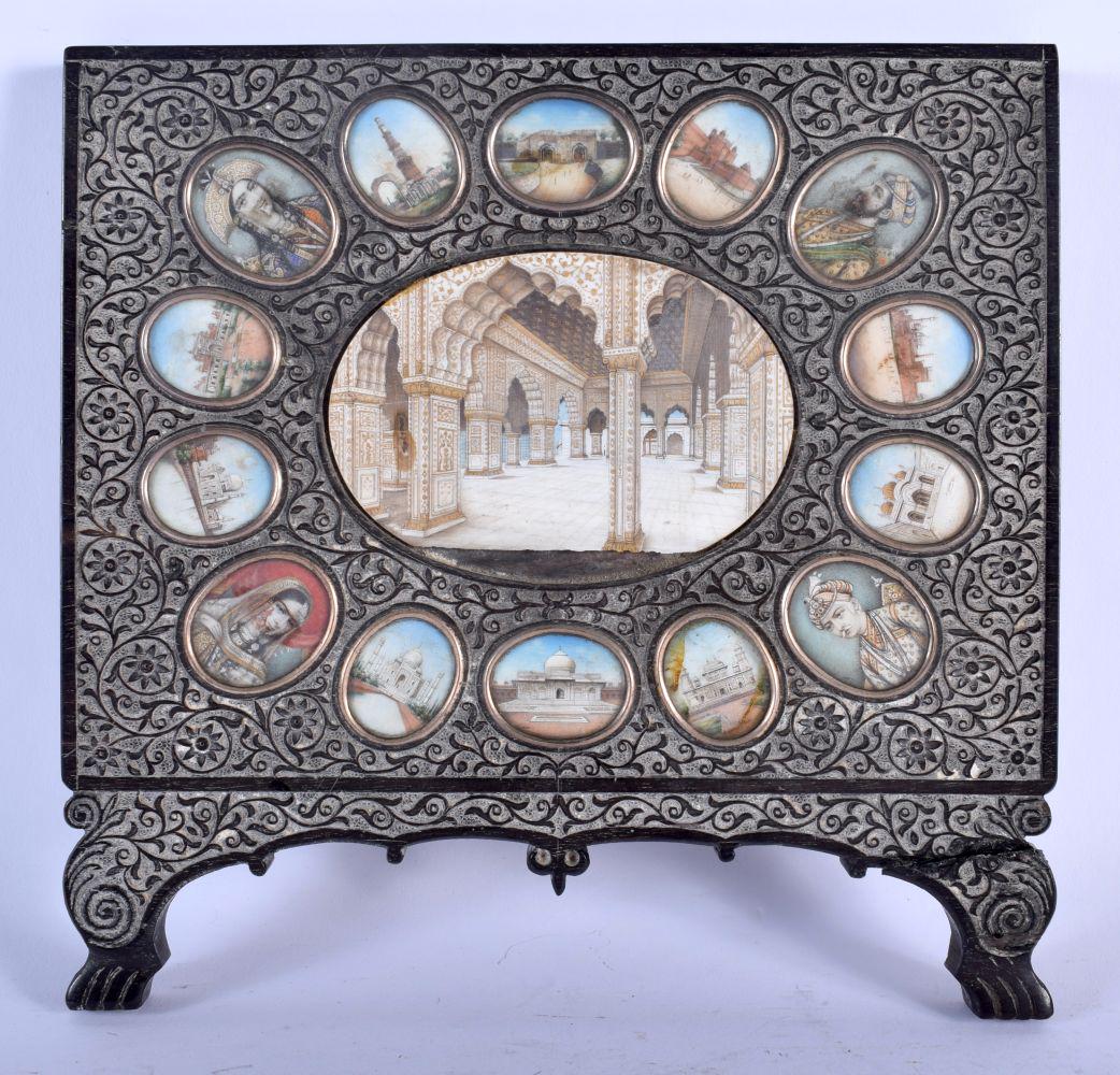 A MID 19TH CENTURY ANGLO INDIAN PAINTED IVORY AND EBONY (1 of 7)