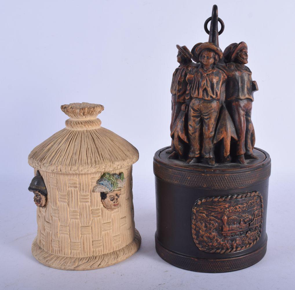 TWO ANTIQUE AUSTRIAN TERRACOTTA TOBACCO BOXES AND (1 of 4)