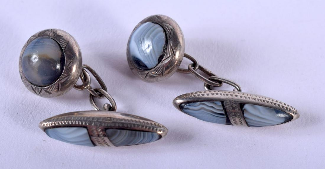 A PAIR OF VICTORIAN SCOTTISH POLISHED STONE SILVER (1 of 3)