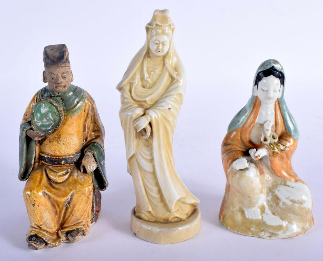 THREE EARLY 20TH CENTURY CHINESE CERAMIC FIGURES Late (1 of 3)