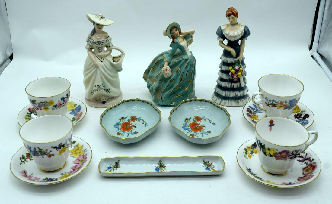 A collection of Continental and English porcelain,: A collection of Continental and English porcelain, Limoges dishes, Goebel figurine etc 22cm (QTY)