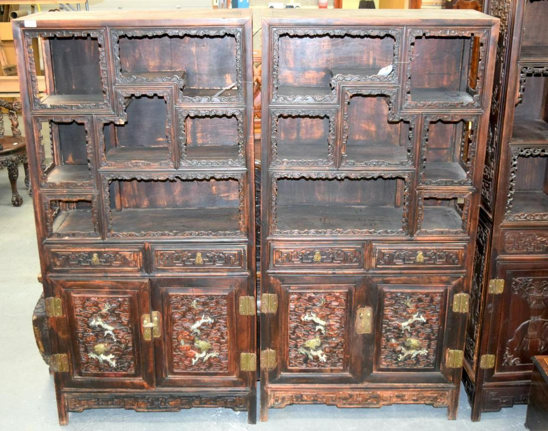 A LARGE PAIR OF EARLY 20TH CENTURY CHINESE CARVED (1 of 5)