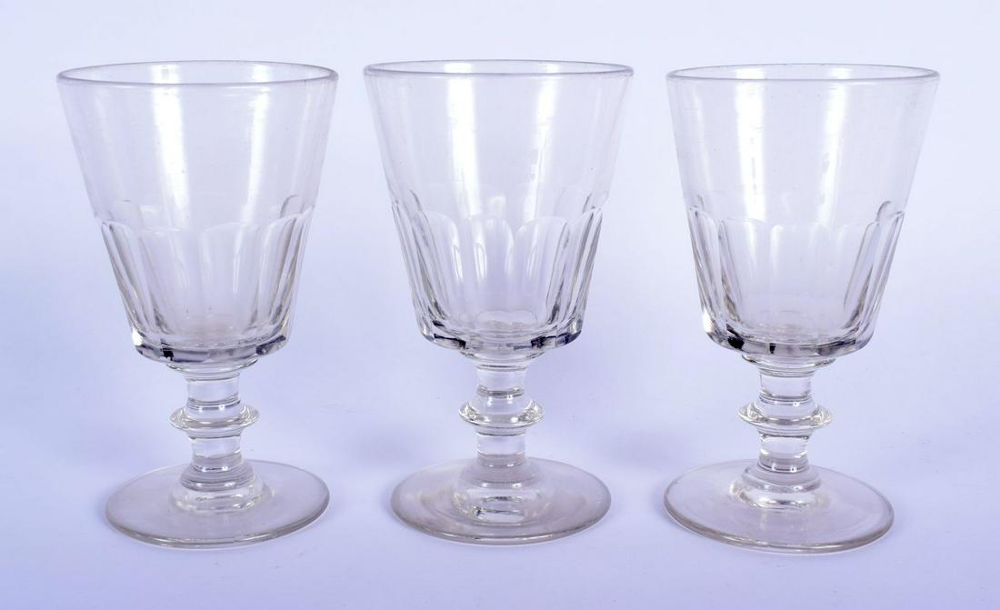 THREE GEORGE III GLASS RUMMERS. 14.5 cm high. (3): THREE GEORGE III GLASS RUMMERS. 14.5 cm high. (3)