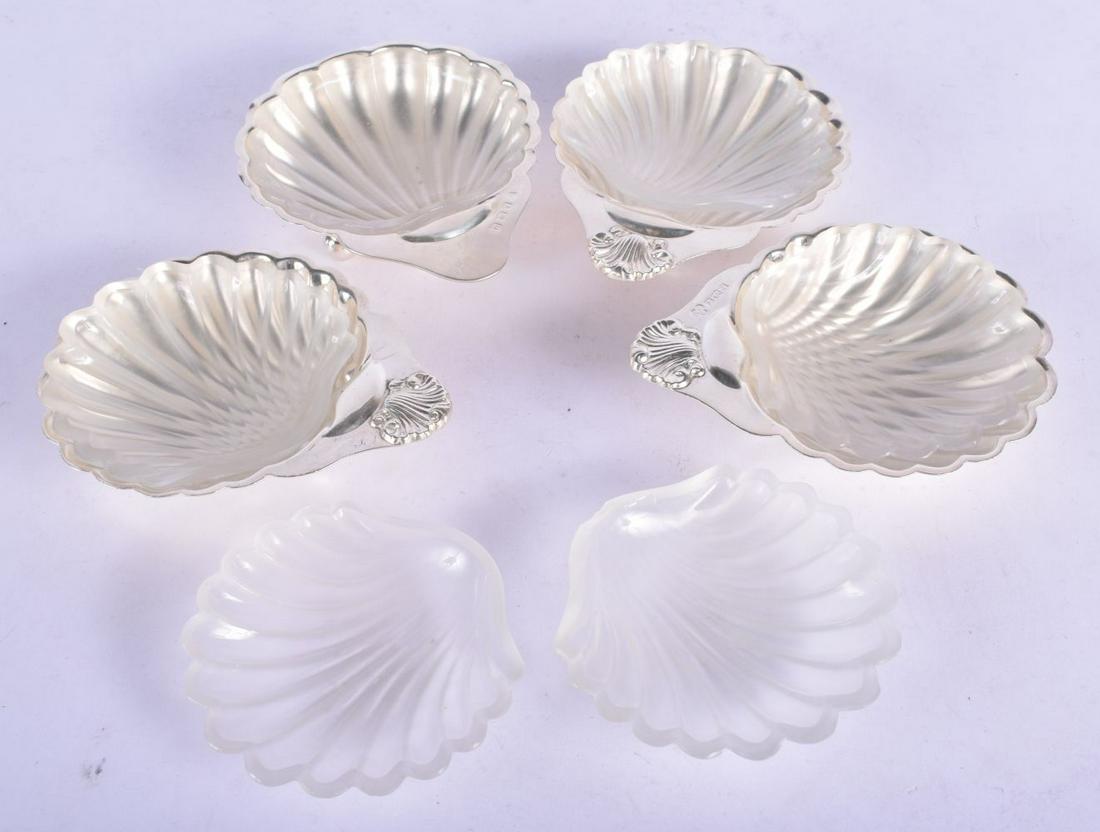 FOUR 1960S SILVER SHELL BUTTER DISHES. Birmingham 1966. (1 of 4)