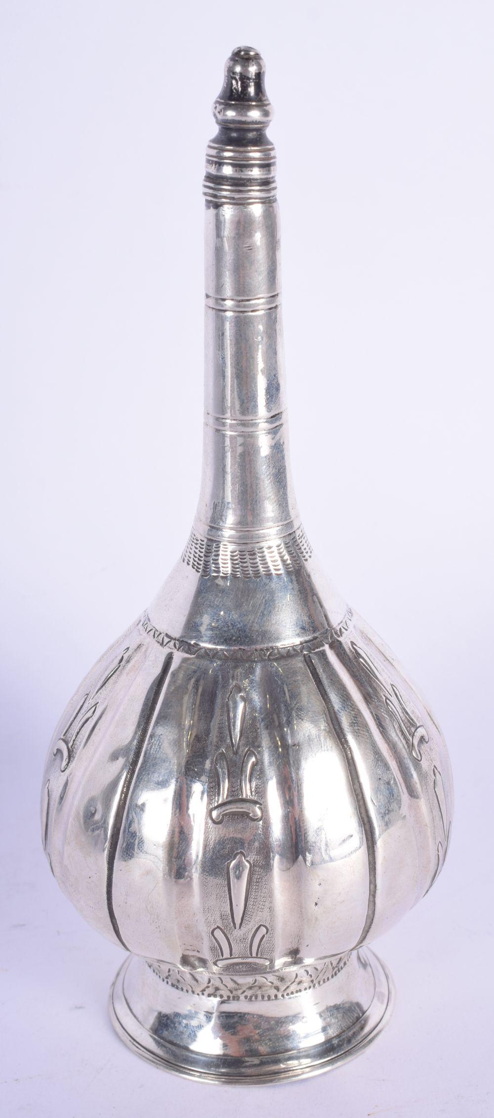 AN ANTIQUE MIDDLE EASTERN SILVER ROSE WATER SPRINKLER. (1 of 3)