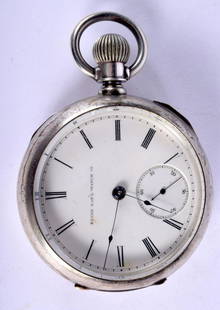 AN ELGIN WATCH COMPANY SILVER PLATED POCKET WATCH. 159: AN ELGIN WATCH COMPANY SILVER PLATED POCKET WATCH. 159 grams. 5.75 cm diameter.