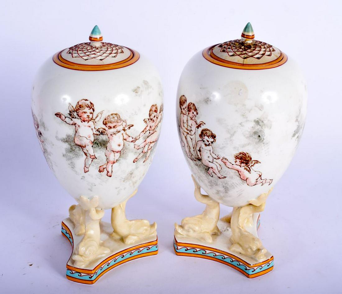 A PAIR OF 19TH CENTURY WEDGWOOD VASES AND COVERS (1 of 4)