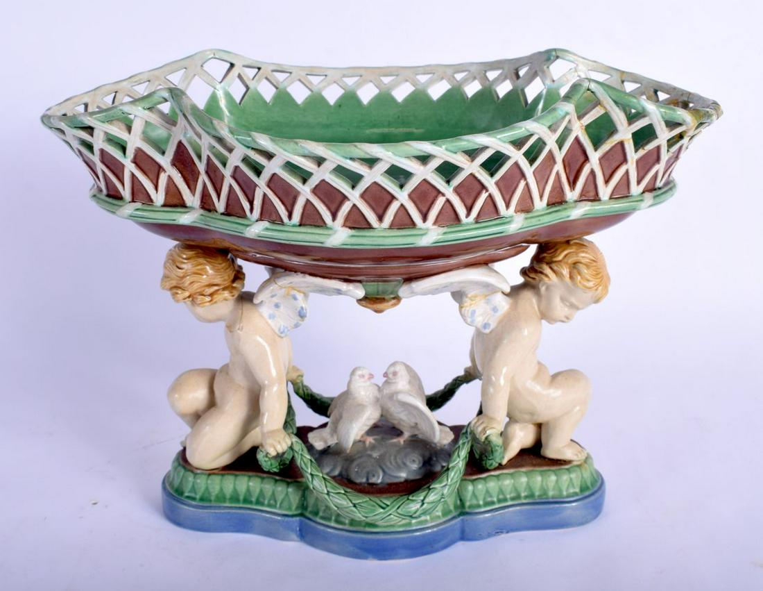 A VICTORIAN MINTON MAJOLICA TABLE CENTREPIECE modelled (1 of 5)