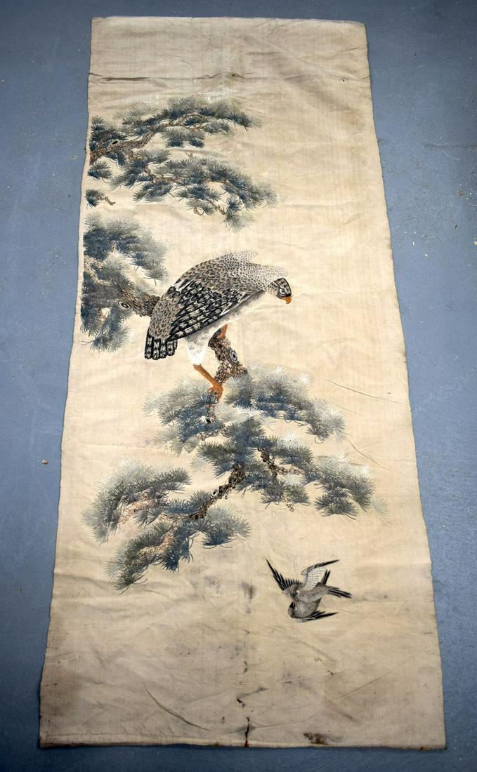 A 19TH CENTURY JAPANESE MEIJI PERIOD EMBROIDERED SILK (1 of 5)