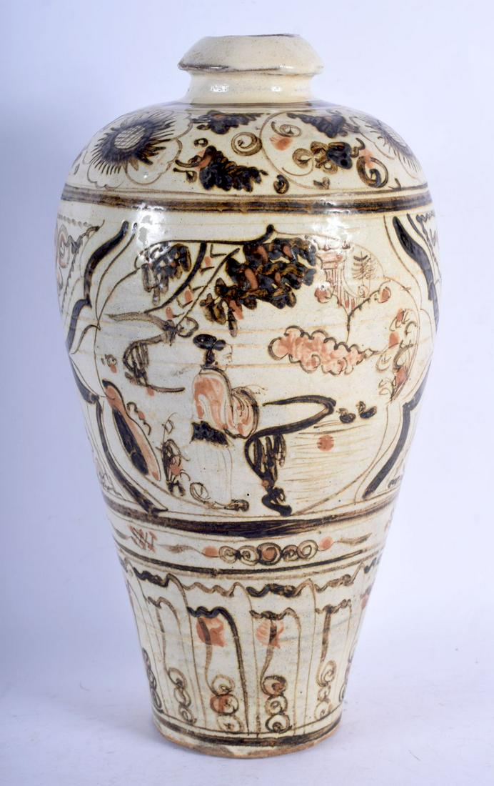 A CHINESE CHIZOU TYPE STONEWARE VASE 20th Century, (1 of 4)
