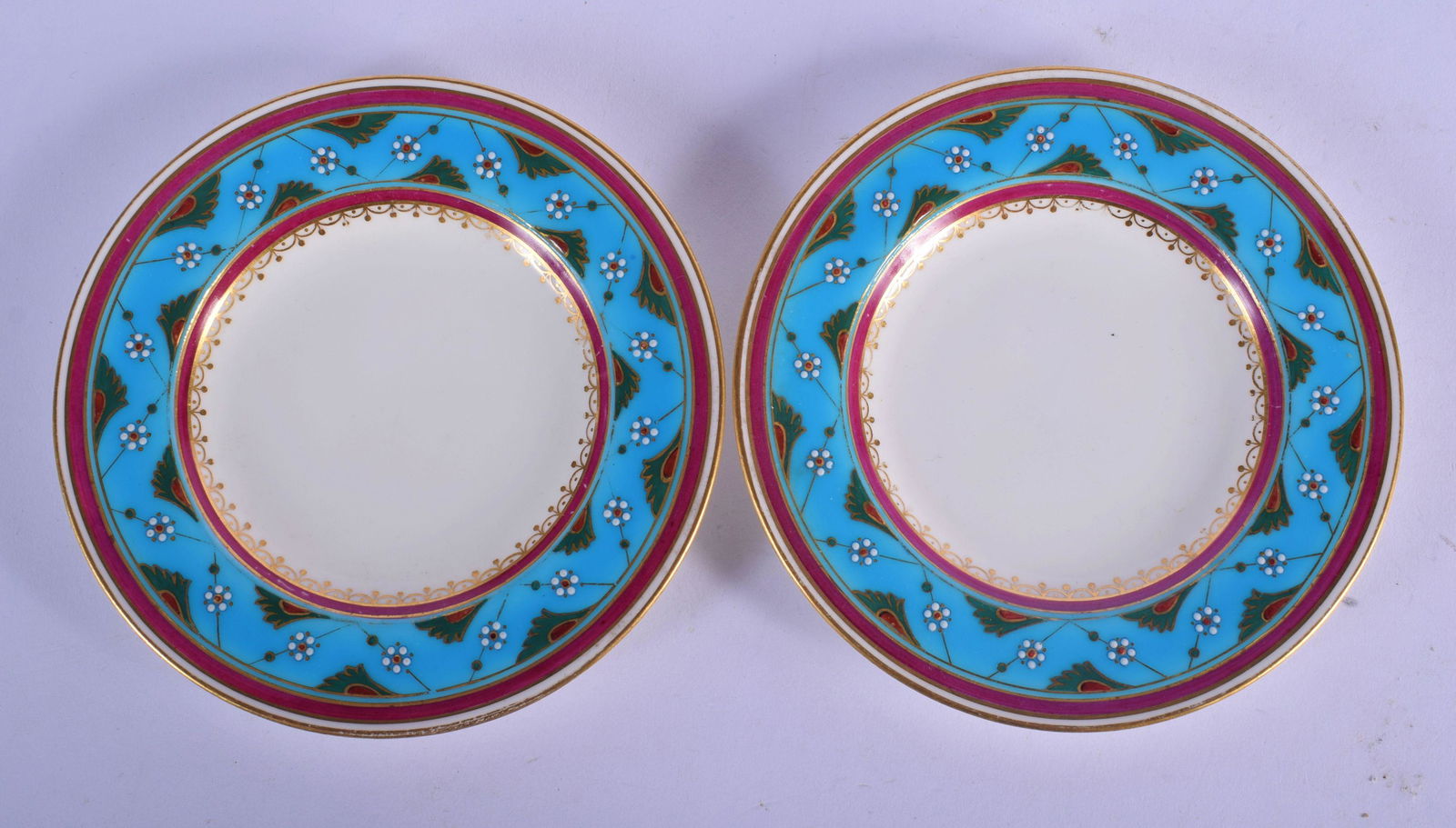 Minton pair of tea plates with painted border decorated (1 of 2)