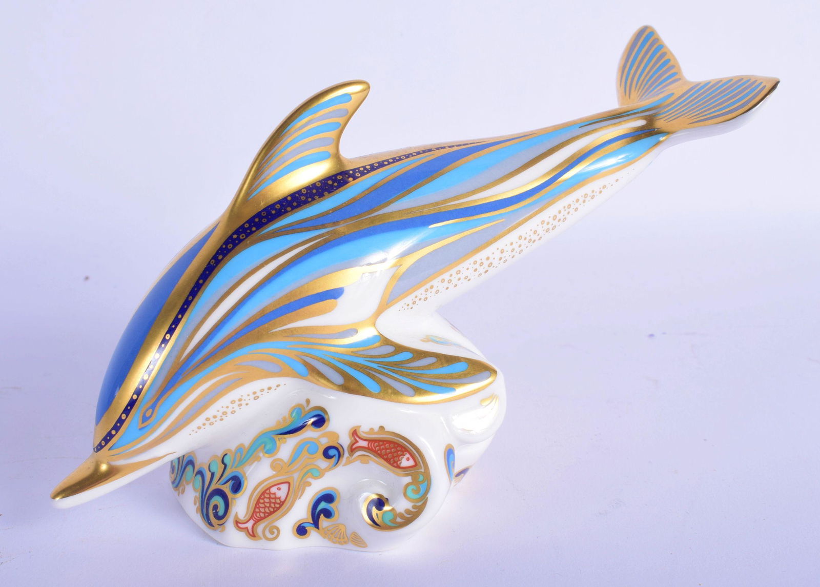 Royal Crown Derby paperweight light blue dolphin.  19cm (1 of 4)