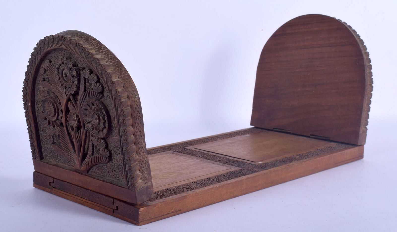 A 19TH CENTURY ANGLO INDIAN CARVED SANDALWOOD SLIDING (1 of 4)
