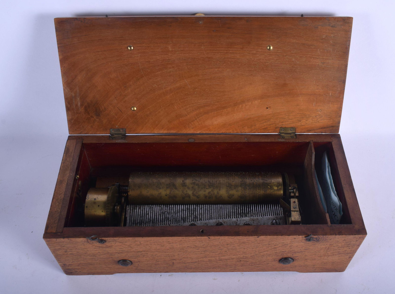 A 19TH CENTURY SWISS MUSIC BOX Attributed to Nicole: A 19TH CENTURY SWISS MUSIC BOX Attributed to Nicole Frere. Box 36 cm wide, cylinder 20 cm wide.
