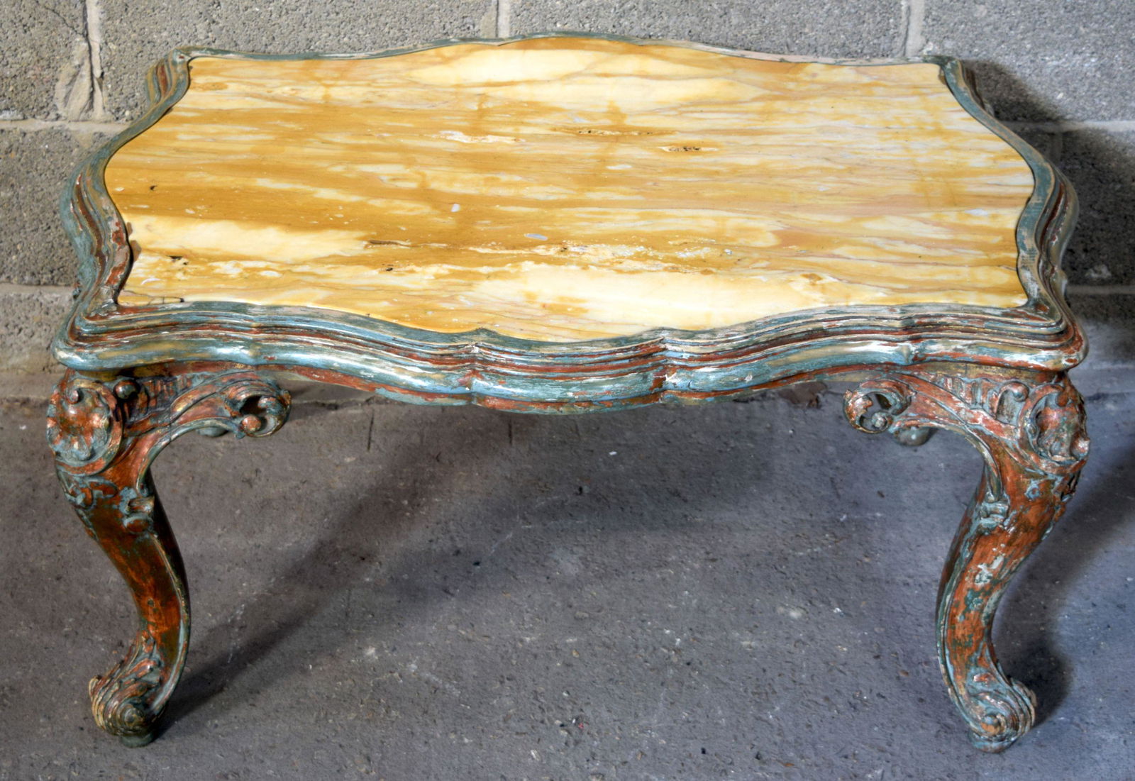 A small George III marble top painted  table 50 x 98 x (1 of 4)