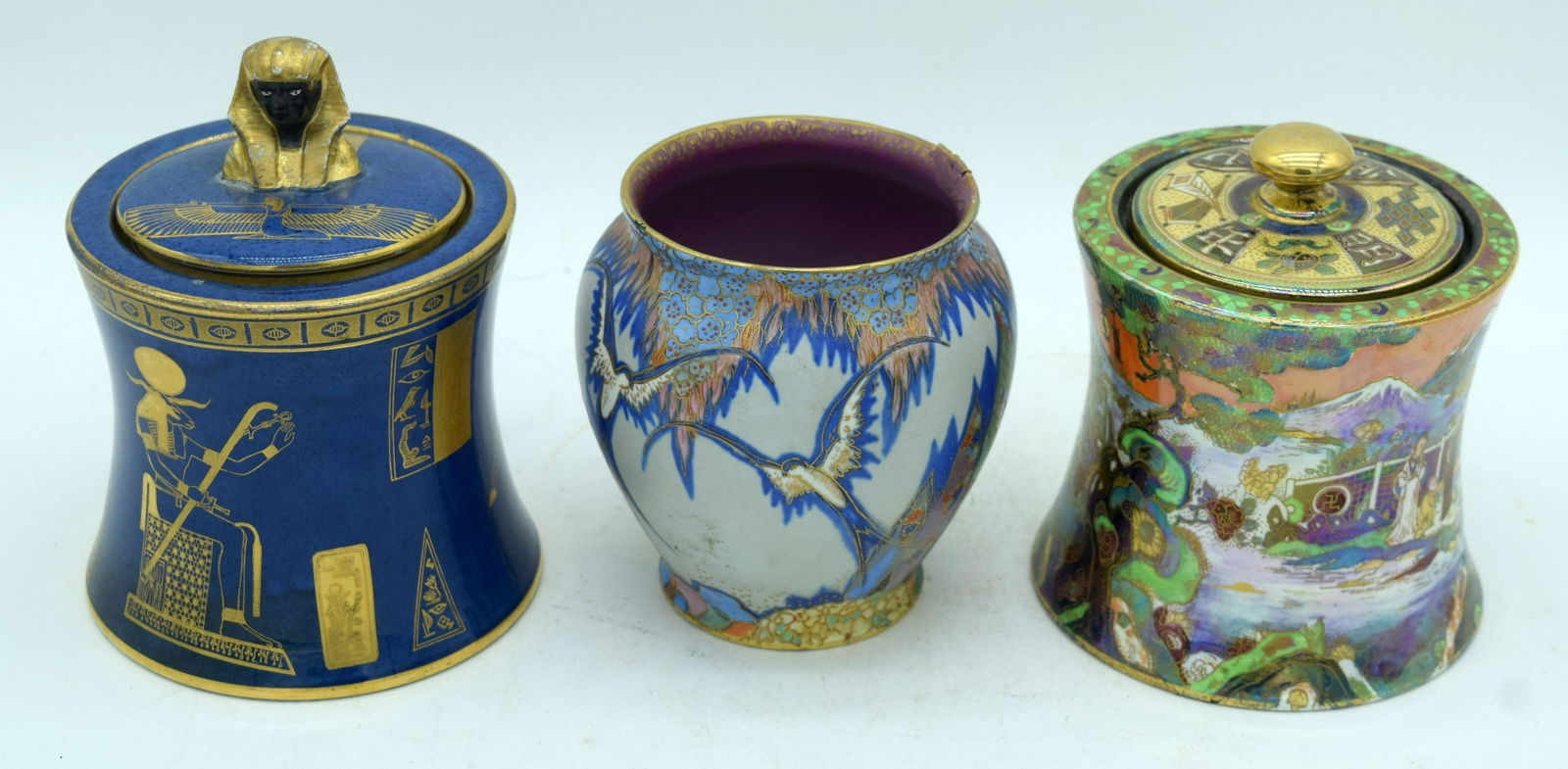 A collection of Carlton ware including a lidded pots: A collection of Carlton ware including a lidded pots and a vase 14cm (5).