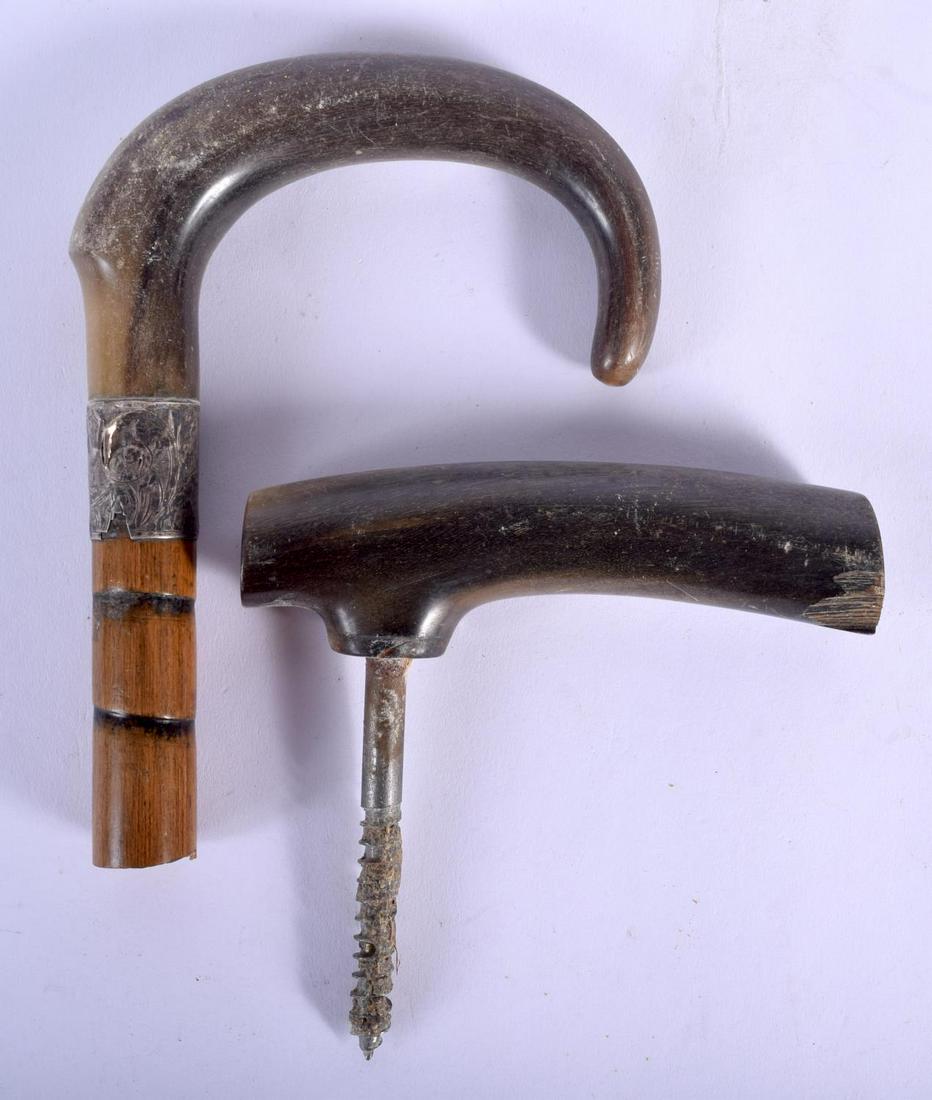 TWO 19TH CENTURY MIDDLE EASTERN CARVED RHINOCEROS HORN (1 of 2)