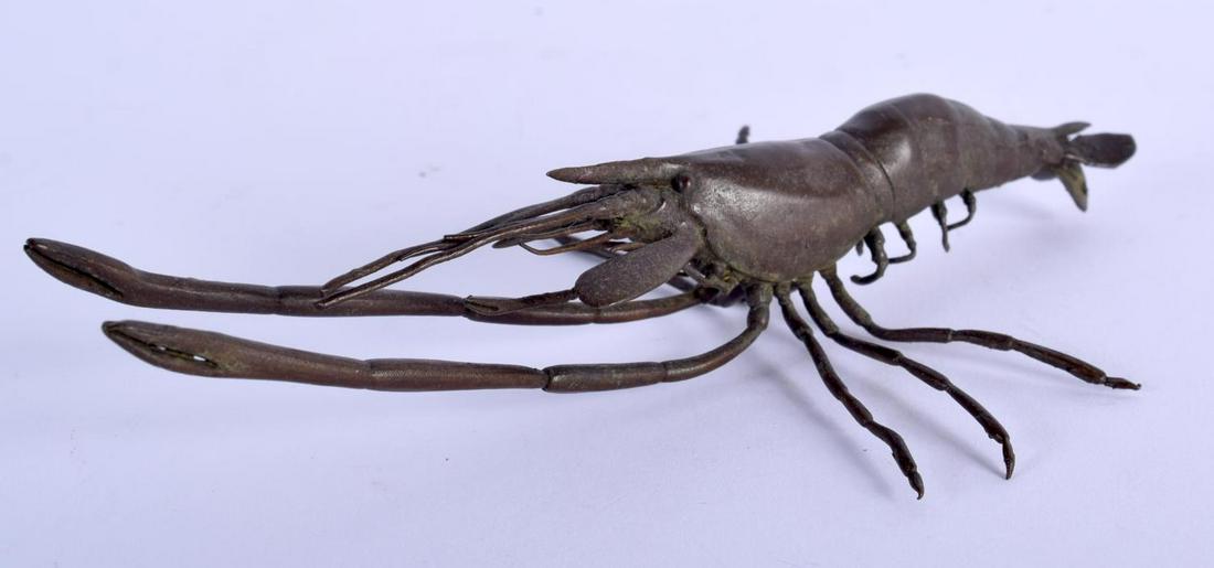 A JAPANESE BRONZE LOBSTER OKIMONO. 14 cm x 8 cm. (1 of 3)